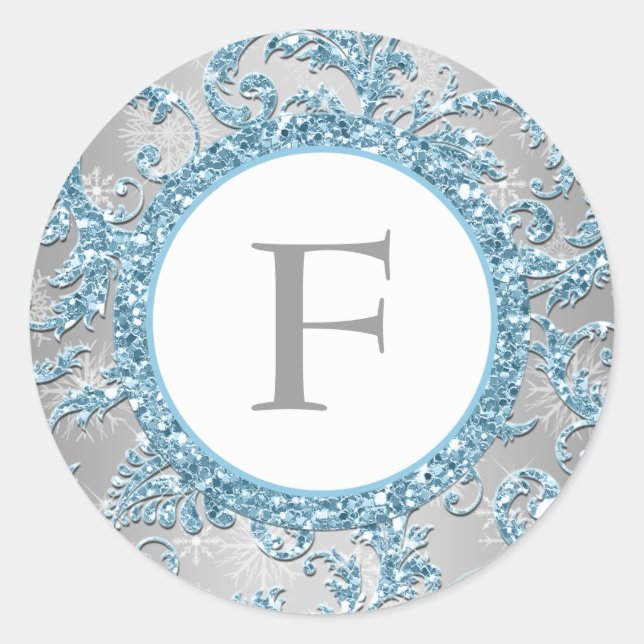 Sticker Mariage monogramme Winter Wonderland (Devant)