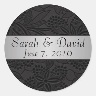sticker mariage noir avec ruban argent