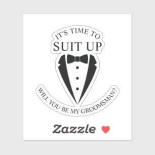 Sticker Mariage noir Tuxedo Suit Groomsman Proposition