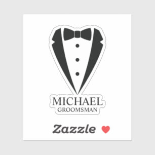 Sticker Mariage noir Tuxedo Suit Groomsmen personnalisé