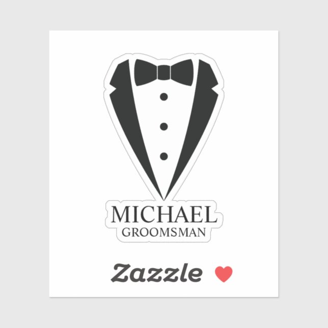 Sticker Mariage noir Tuxedo Suit Groomsmen personnalisé (Feuille)