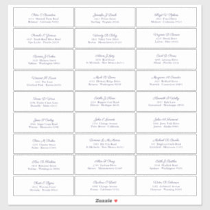 Sticker Mariage Nom d'invité Adresse Marine Bleu Script