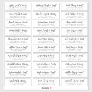 Sticker Mariage Nom d'invité Adresse Simple Moderne Chic