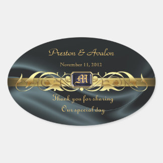 Sticker Mariage Ovale en soie noire