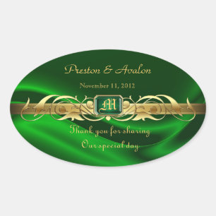Sticker Mariage Ovale en soie verte