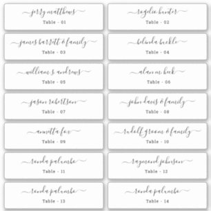 Sticker Mariage Place Card Nom de l'invité Numéro de table