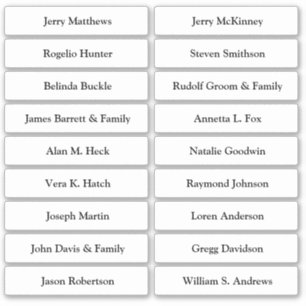 Sticker Mariage Place Card Nom de l'invité Numéro de table