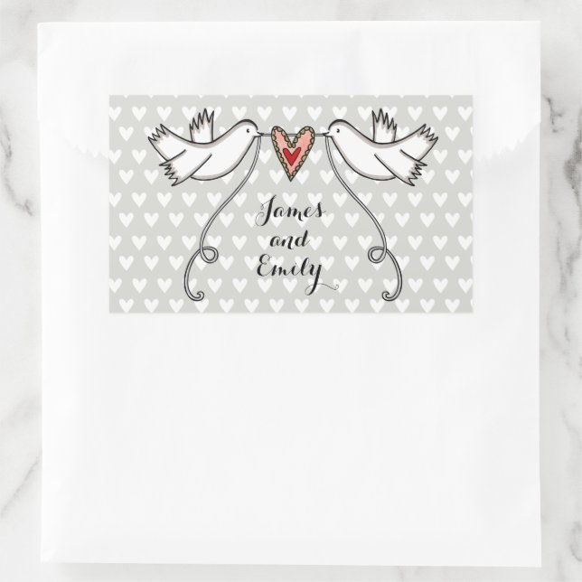 Sticker Mariage pour colombes blanches personnalis (Sac)