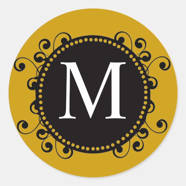 Sticker Mariage pour monogramme M d'or d'automne (Devant)