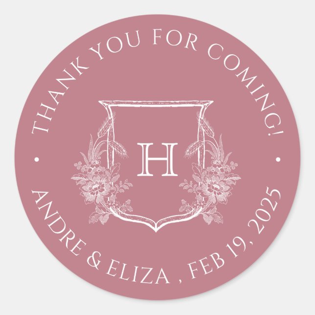 Sticker Mariage pour monogramme or Rose élégant (Devant)