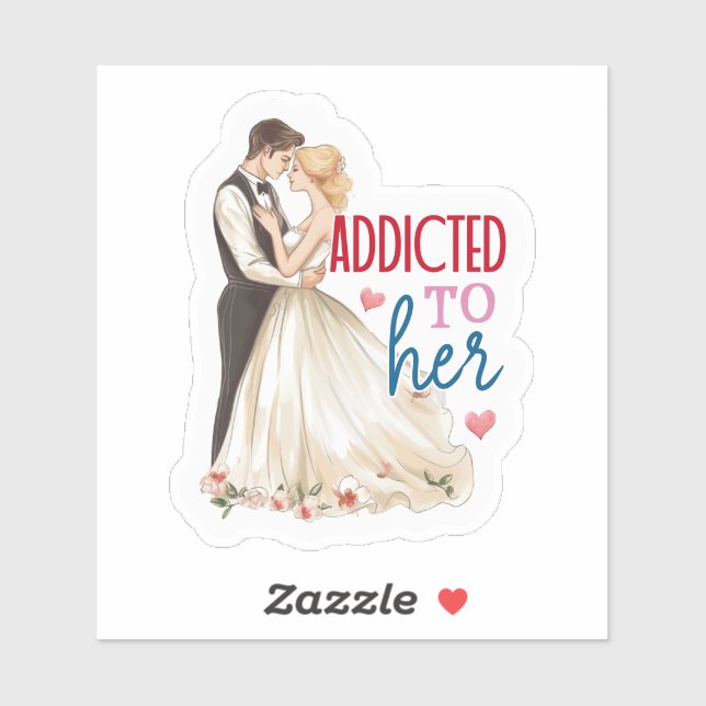 Sticker Mariage romantique Couple (Feuille)