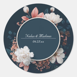 Sticker Mariage rond éclatant marine et flush