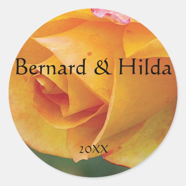 Sticker Mariage rond Rose jaune (Devant)