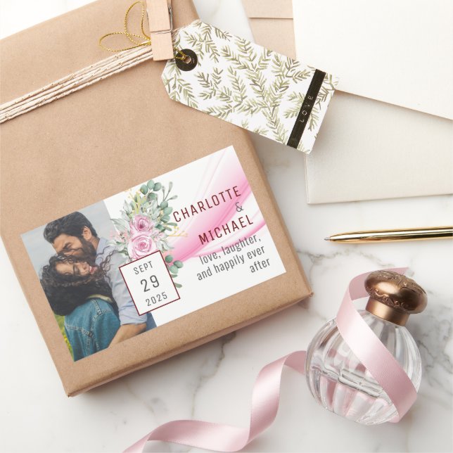 Sticker Mariage rose et floral (Cadeaux)