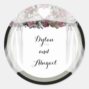 Sticker Mariage rose et vert poussiéreux