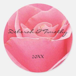 Sticker Mariage Rose rond Personnalisé Light Rose