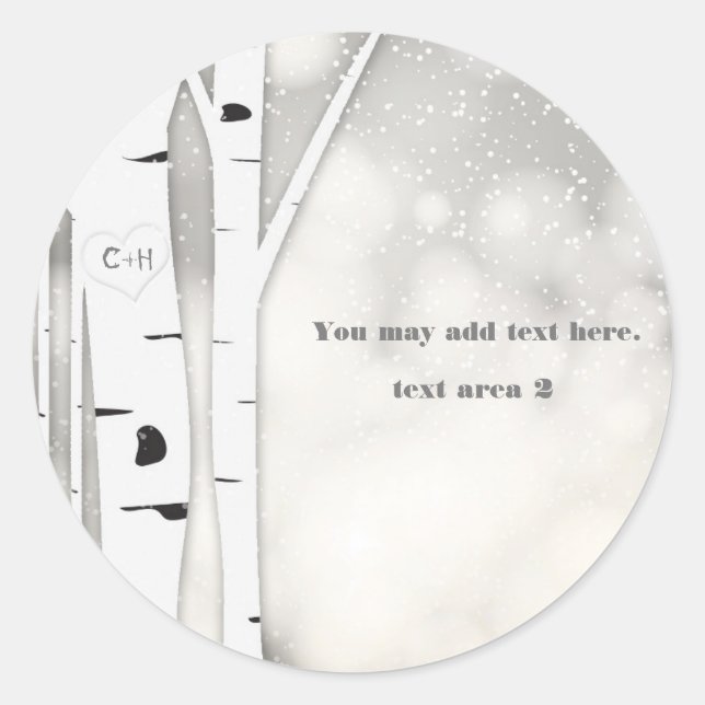 Sticker Mariage Rustique Birch Winter White Snowy (Devant)