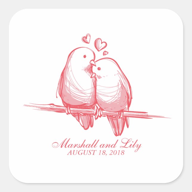 Sticker Mariage Saint Valentin Lovebirds (Devant)