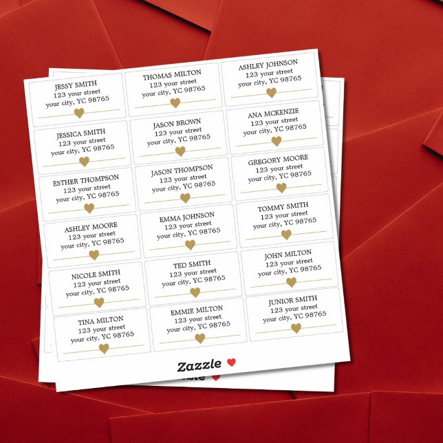 Sticker Mariage simple Elegant Faux Gold Heart Line Étique (Créateur téléchargé)