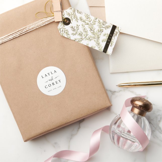 Sticker mariage Simple Faveur Noir & Blanc Script (Cadeaux)