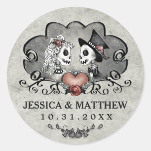 Sticker mariage - Skeletons noir et gris & Coeur