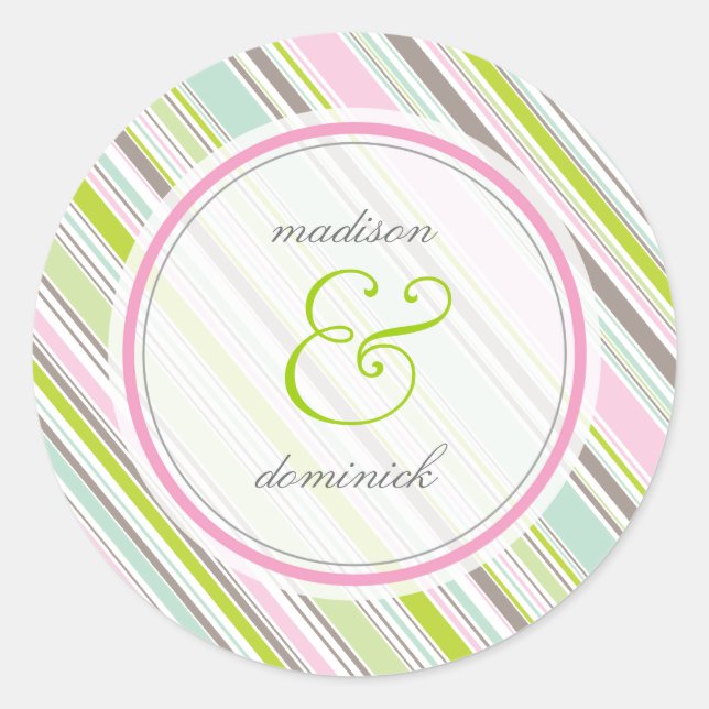 Sticker Mariage Sweet Rose Preppy Garden Stripes (Devant)