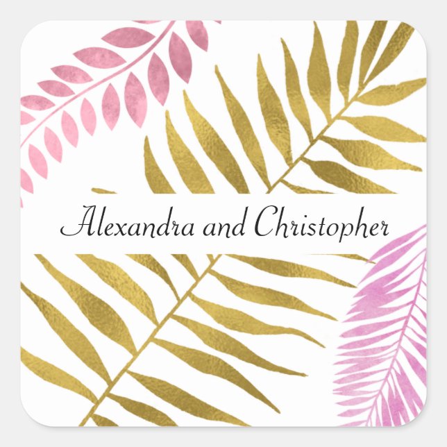 Sticker Mariage Tropical Gold & Gold rose (Devant)