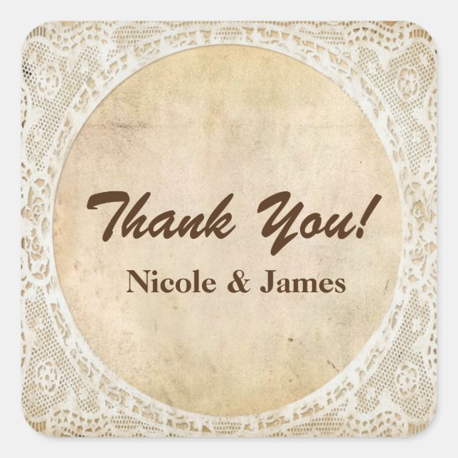 Sticker Mariage vintage en dentelle rustique Roman (Devant)