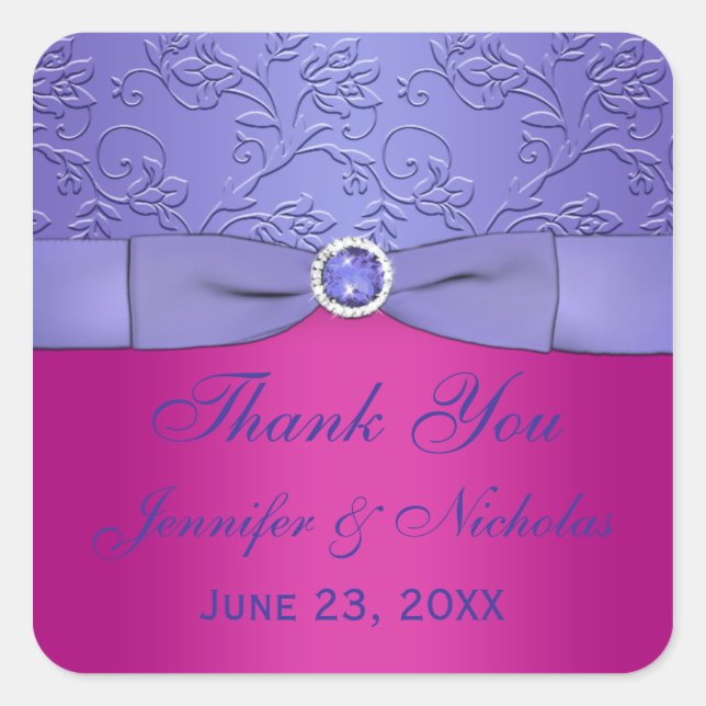 Sticker Mariage violet RIBBON Fuchsia IMPRIMÉ (Devant)