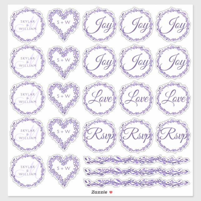 Sticker Mariage violet Woodsy Assortiment 1 Mie Coupe Viny (Feuille)