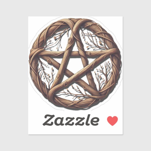 Sticker Mariage Wiccan Wood Twig Pentacle (Feuille)