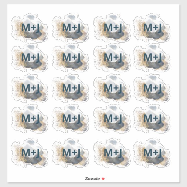 Sticker Mariages considérants bleu et or faveur (Feuille)