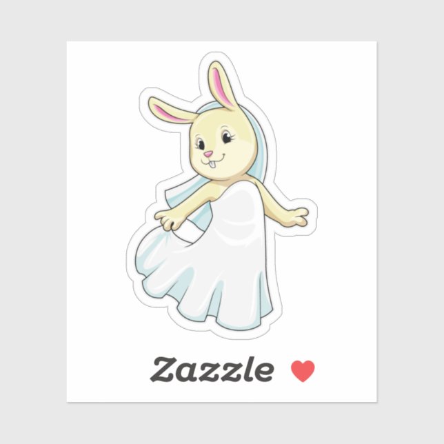 Sticker Mariée lapin avec voile (Feuille)