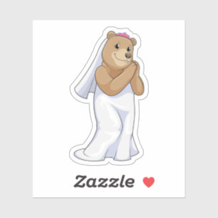 Sticker Mariée Ours avec Voile
