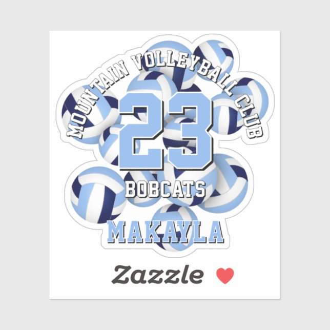 Sticker marine bleu clair volleyballs cluster w nom de l'a (Feuille)