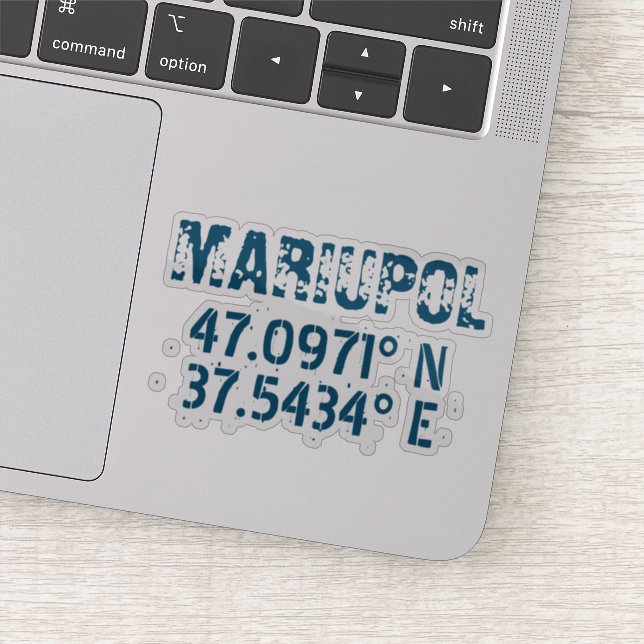 Sticker Marioupol Ukraine Latitude & Longitude Distressed (Détail)