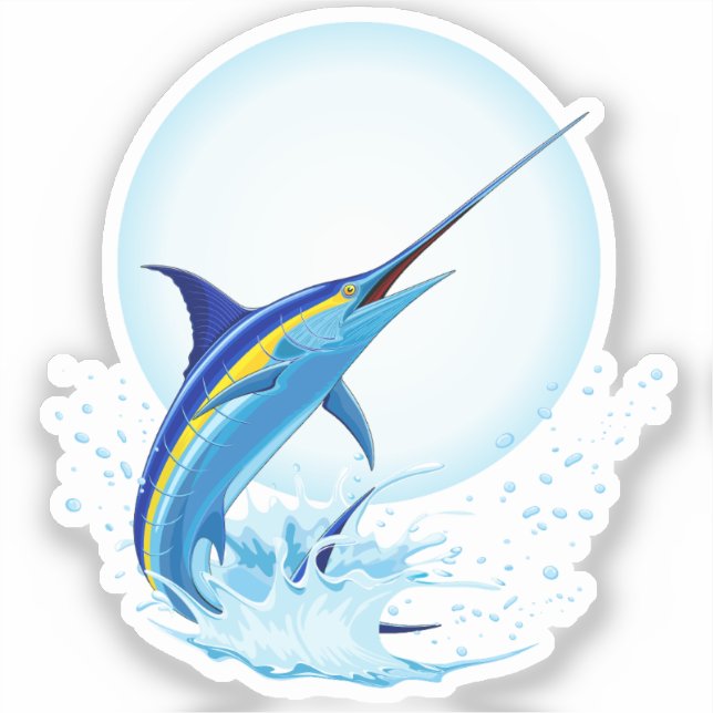 Sticker Marlin Bleu Jaillissant de l'Océan (Recto)