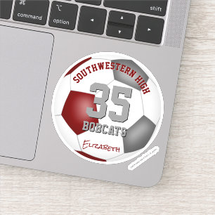 Sticker maroon gris nom athlète jersey numéro soccer