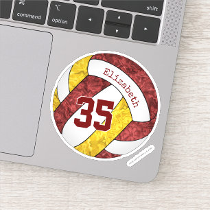 Sticker maroon or filles volleyball équipe couleurs avec n