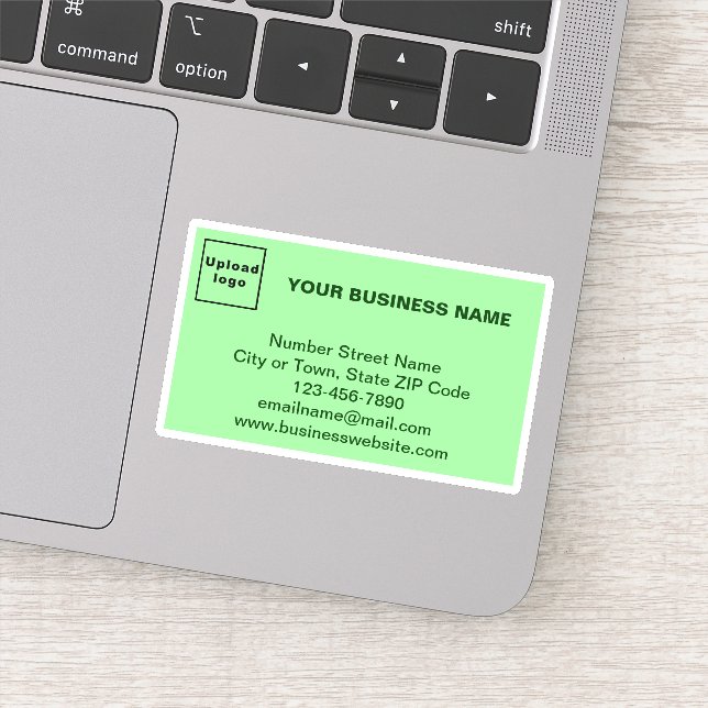 Sticker Marque d'affaires sur rectangle vert clair Vinyl (Détail)