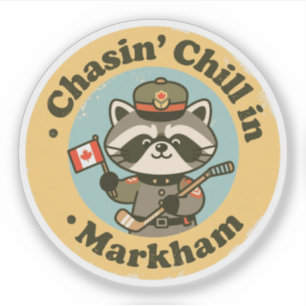 Sticker Marque vintage Markham Ontario Raton laveur & Hock