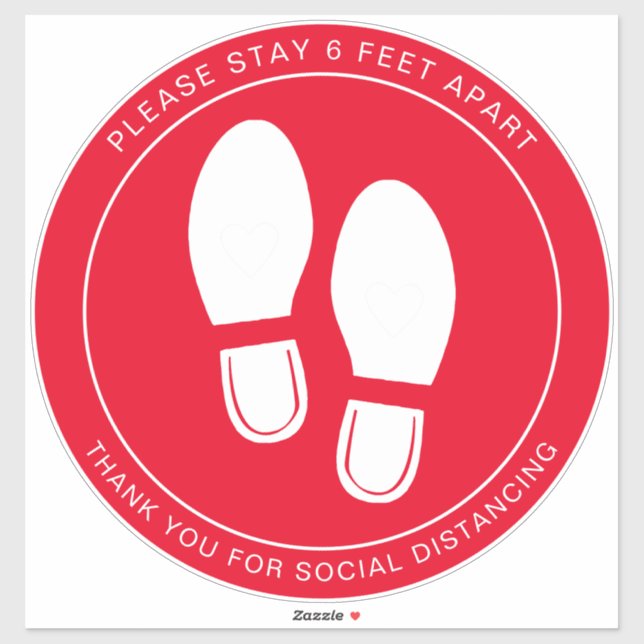 Sticker Marqueur de plancher rouge à distance sociale (Feuille)