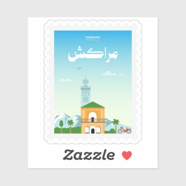 Sticker Marrakech Maroc Timbre-Poste Voyage (Feuille)