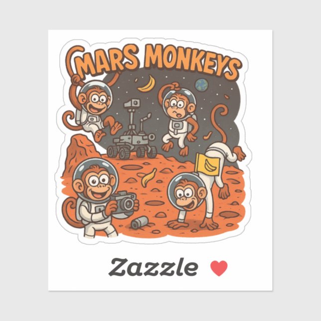 Sticker Mars Monkeys drôle animal (Feuille)
