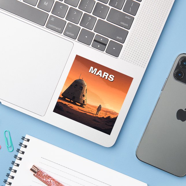 Sticker Mars Travel (Ordinateur portable avec iPhone)