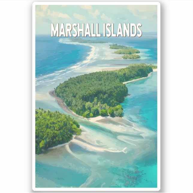 Sticker Marshall Islands Illustration Travel Art Vintage (Devant)