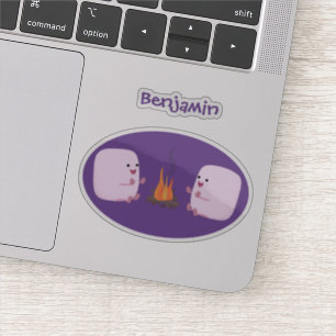 Sticker Marshmallows mignons roses par dessin animé sur le
