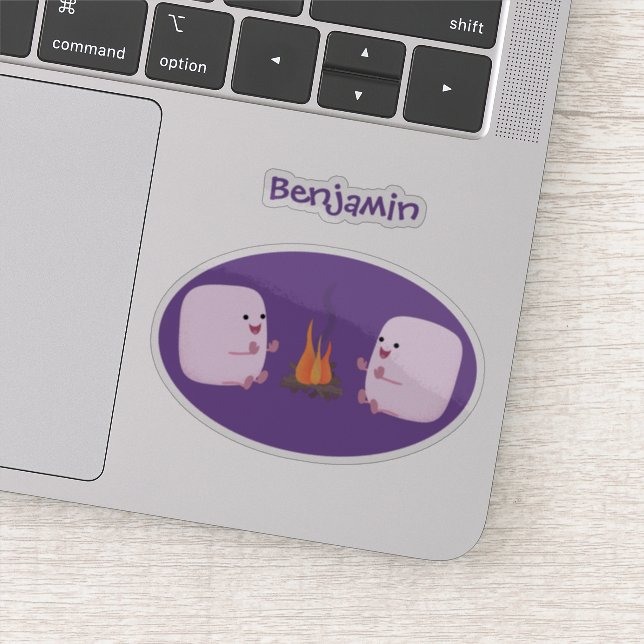 Sticker Marshmallows mignons roses par dessin animé sur le (Détail)