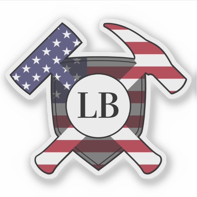 Sticker Marteaux de géologue avec vos initiales sur un Vin (Devant)