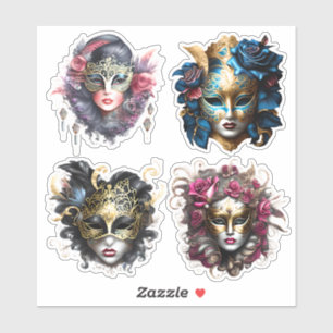 Sticker Mascarade carnaval masques visage femmes masqué